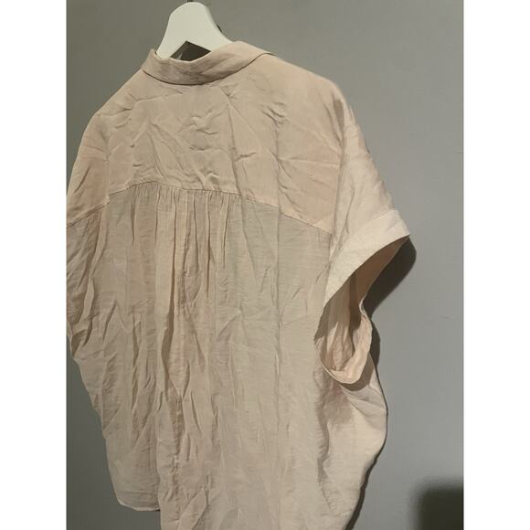Whistles‎ Blouse Size Large Pale Pink Lightweight Top Collared V Neck Pocket - Picture 8 of 8